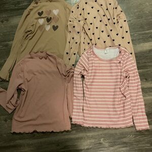 SHEIN Kids Long Sleeve Tops in Pink and Tan